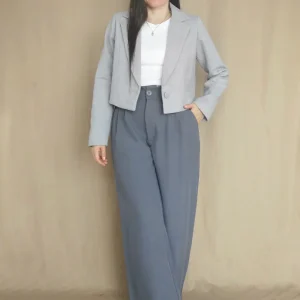 ABRIGO BLAZER CROP PAÑO